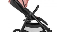 Carucior pentru copii KikkaBoo Sarah Pink 2023, 0-48luni pana la 22kg cu suspensii,spatar reglabil cu pozitie somn,Maner din piele ecologica,tavita,husa de ploaie,husa picioare si suport pahar incluse