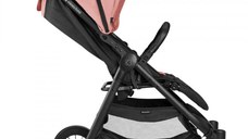 Carucior pentru copii KikkaBoo Sarah Pink 2023, 0-48luni pana la 22kg cu suspensii,spatar reglabil cu pozitie somn,Maner din piele ecologica,tavita,husa de ploaie,husa picioare si suport pahar incluse
