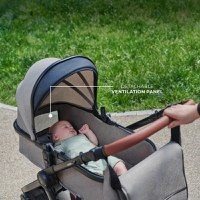 Carucior pentru copii Kinderkraft Esme Pro Sand Beige 3 in 1, reversibil, cu suspensii, geanta, suport pentru pahar si husa pentru ploaie - 3