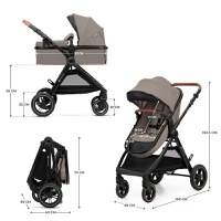 Carucior pentru copii Kinderkraft Esme Pro Sand Beige 3 in 1, reversibil, cu suspensii, geanta, suport pentru pahar si husa pentru ploaie - 5