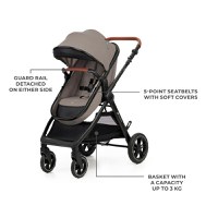 Carucior pentru copii Kinderkraft Esme Pro Sand Beige 3 in 1, reversibil, cu suspensii, geanta, suport pentru pahar si husa pentru ploaie - 6