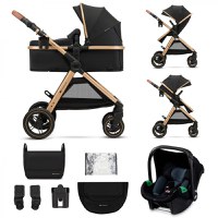 Carucior pentru copii Kinderkraft Esme Pure Black 3 in 1 reversibil, cu spatar si maner reglabil, suportul pentru pahar, husa pentru picioare, husa de ploaie, geanta - 10