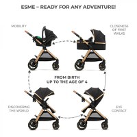 Carucior pentru copii Kinderkraft Esme Pure Black 3 in 1 reversibil, cu spatar si maner reglabil, suportul pentru pahar, husa pentru picioare, husa de ploaie, geanta - 11