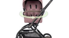 Carucior pentru copii Lorelli Makaya Pink cu scaun rotativ 360 grade, cadru din aluminiu, greutate admisa 22 kg