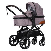 Carucior pentru copii Novokids X1000 series Beige 2 in 1 reversibil, cu geanta bebe, cadru aluminiu, amortizoare, roti din cauciuc, landou, spatar reglabil, plasa insecte - 5