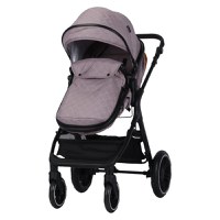Carucior pentru copii Novokids X1000 series Beige 2 in 1 reversibil, cu geanta bebe, cadru aluminiu, amortizoare, roti din cauciuc, landou, spatar reglabil, plasa insecte - 4