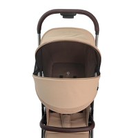 Carucior pentru copii Qplay Grav Bej, pliere cu o singura mana, amortizoare, suport reglabil pentru picioare, bara de protectie detasabila - 10