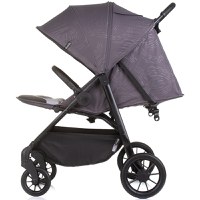 Carucior pentru gemeni Chipolino Top Stars anthracite cu spatar reglabil, suspensii, suport picioare ajustabil, bara de protectie detasabila si accesorii - 4