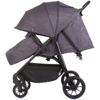 Carucior pentru gemeni Chipolino Top Stars anthracite cu spatar reglabil, suspensii, suport picioare ajustabil, bara de protectie detasabila si accesorii - 5