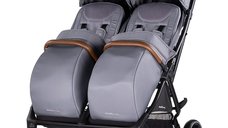 Carucior pentru gemeni Chipolino Twinity Cloud, cadru din aluminiu, suspensii, huse picioare, suport pahar, gentuta