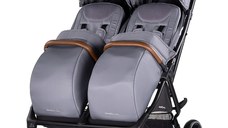 Carucior pentru gemeni Chipolino Twinity Cloud, cadru din aluminiu, suspensii, huse picioare, suport pahar, gentuta