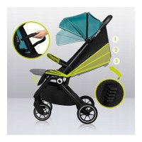 Carucior sport Lionelo Cloe, Cu accesorii, Cadru din aluminiu, Sarcina maxim 22 kg, Usor, Pliere compacta pentru avion, cu o singura mana, Ideal pentru toate tipurile de suprafete, 6 luni+ verde smarald - 5