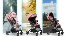 Carucior sport pentru copii Nukido Paseo Roz cu suspensii, spatar reglabil, pliere compacta potrivit pentru avion