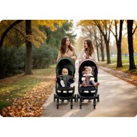 Carucior sport pentru copii Nukido Paseo Roz cu suspensii, spatar reglabil, pliere compacta potrivit pentru avion - 2