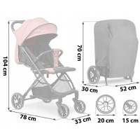 Carucior sport pentru copii Nukido Paseo Roz cu suspensii, spatar reglabil, pliere compacta potrivit pentru avion - 3