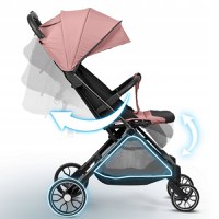 Carucior sport pentru copii Nukido Paseo Roz cu suspensii, spatar reglabil, pliere compacta potrivit pentru avion - 4