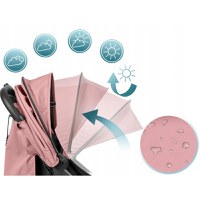Carucior sport pentru copii Nukido Paseo Roz cu suspensii, spatar reglabil, pliere compacta potrivit pentru avion - 5