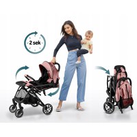 Carucior sport pentru copii Nukido Paseo Roz cu suspensii, spatar reglabil, pliere compacta potrivit pentru avion - 9