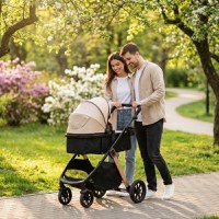Carucior transformabil 2 in 1 pentru copii Appekids Elite Sand cu suspensii, sezut reversibil, accesorii, greutate suportata 22 kg - 4
