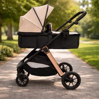 Carucior transformabil 2 in 1 pentru copii Appekids Elite Sand cu suspensii, sezut reversibil, accesorii, greutate suportata 22 kg - 5