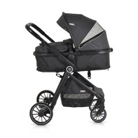 Carucior transformabil 2in1 Moni Rio Black pana la 22 kg,Cadru din aluminiu,Spatar reglabil,Scaun reversibil,Roti din spuma EVA pivotante cu amortizor si rulment,Baldachin,cu Husa picioare,Geanta,Plasa insecte,Suport pahar - 5
