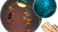 Carusel muzical 2in1 pentru bebelusi Ricokids Albastru cu telecomanda ,13 melodii linistitoare, cronometru, functie proiector si lampa de veghe