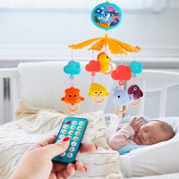 Carusel muzical cu telecomanda, temporizator, proiector color, cu 200 cantecele de leagan si povesti in lb. engleza, Marine Life blue - 1