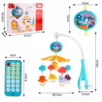 Carusel muzical cu telecomanda, temporizator, proiector color, cu 200 cantecele de leagan si povesti in lb. engleza, Marine Life blue - 5