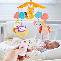 Carusel muzical pentru patut cu Proiector, Telecomanda, rotire 360, si cinci pandantive incluse - 1