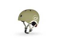 Casca de protectie pentru copii, sistem de reglare magnetic cu led, XXS-S, 45-51 cm, 1 an+, Olive, Scoot Ride - 2