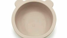 Castron cu urechi de ursulet Bocioland, cu ventuze, silicon, fara BPA, 6-36 luni, Light Beige