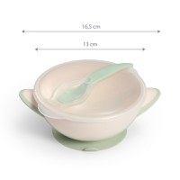Castron cu ventuza si lingura Baby Ono Verde deschis - 1