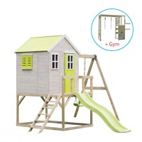 Casuta de gradina lime Lodge cu tobogan, leagan si modul sport Wendi Toys - 6