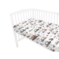 Cearceaf cu elastic MimiNu 120x60 cm din bumbac design Cars Grey - 1