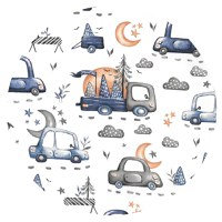 Cearceaf cu elastic MimiNu 120x60 cm din bumbac design Cars Grey - 2