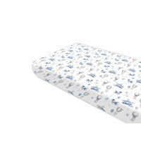 Cearceaf cu elastic MimiNu 160x80 cm din bumbac blue plane - 3