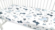 Cearceaf cu elastic pentru patut 140X70 cm din bumbac Dino Granat MimiNu