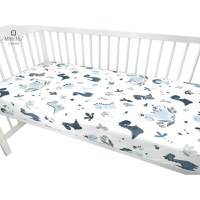 Cearceaf cu elastic pentru patut 140X70 cm din bumbac Dino Granat MimiNu - 1