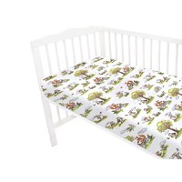 Cearceaf cu elastic Qmini Fox on bikes Natural pentru pat 160x80 cm, din bumbac - 2