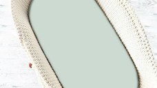 Cearceaf cu elastic Qmini pentru landou carucior si cosulet 80x35 cm din bumbac jersey Cold Mint