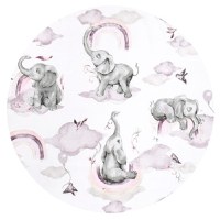 Cearceaf cu elastic Qmini pentru patut 120x60 cm din bumbac Elephants on Rainbow Pink - 1