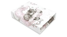 Cearceaf cu elastic Qmini pentru patut 120x60 cm din bumbac Teddy Bear and Friends Pink