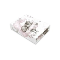 Cearceaf cu elastic Qmini pentru patut 120x60 cm din bumbac Teddy Bear and Friends Pink - 1
