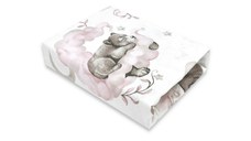 Cearceaf cu elastic Qmini pentru patut 120x60 cm din bumbac Teddy Bear and Friends Pink