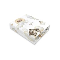 Cearceaf cu elastic Qmini pentru patut 140X70 cm din bumbac Teddy Bear and Friends Beige - 1