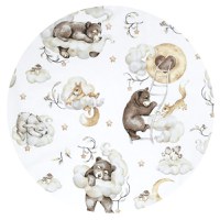 Cearceaf cu elastic Qmini pentru patut 140X70 cm din bumbac Teddy Bear and Friends Beige - 2