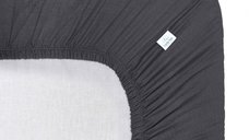 Cearceaf muselina organica, cu elastic, Little Amy, Antracit, 80 x 160 cm
