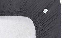 Cearceaf muselina organica, cu elastic, Little Amy, Antracit, 80 x 160 cm