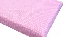 Cearsaf cu elastic pe colt 140x70 cm Buline albe pe roz