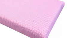 Cearsaf cu elastic pe colt 140x70 cm Buline albe pe roz
